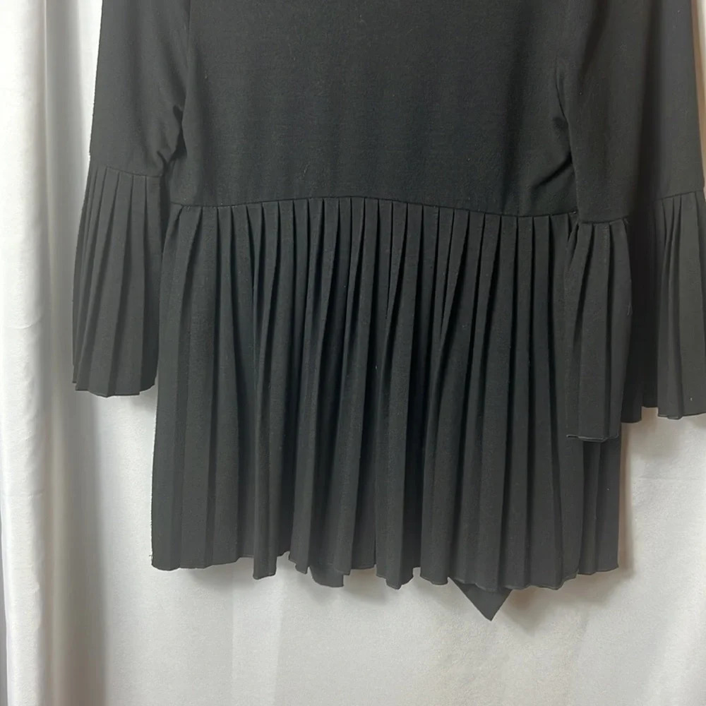 AB Studio Black Pleated Sleeve Open Front Tie Cardigan Top Size Small - Picture 7 of 7